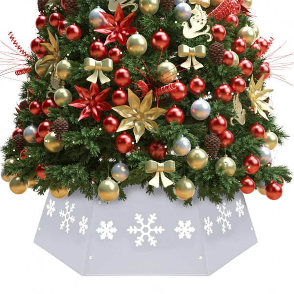 Falda del árbol de Navidad plateada y blanca Ø68x25 cm D
