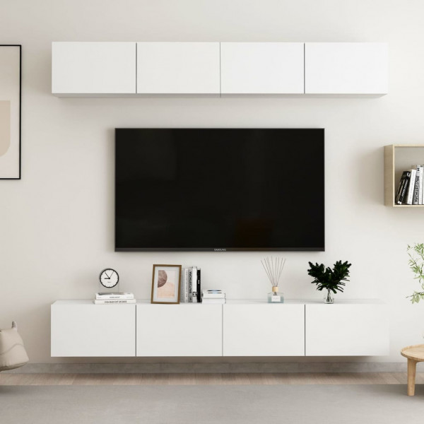 Muebles de TV 4 uds madera de ingeniería blanco 100x30x30 cm D