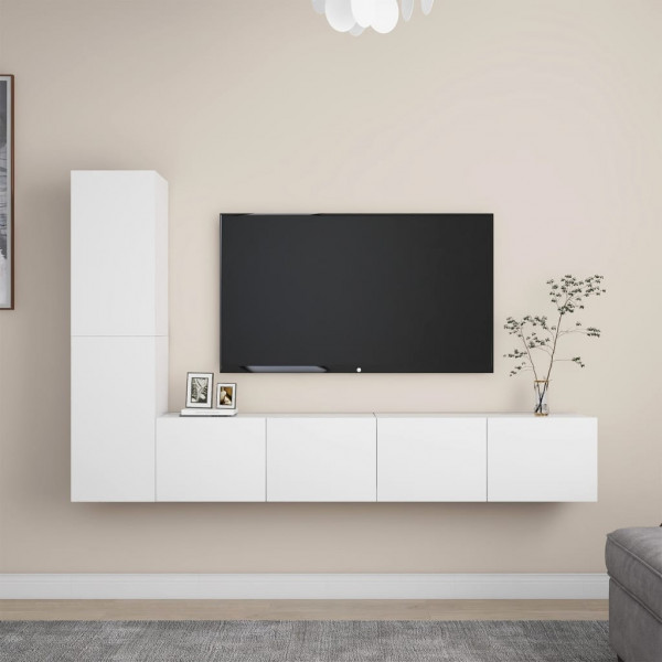 Conjunto de móveis para TV de 4 peças branco aglomerado D