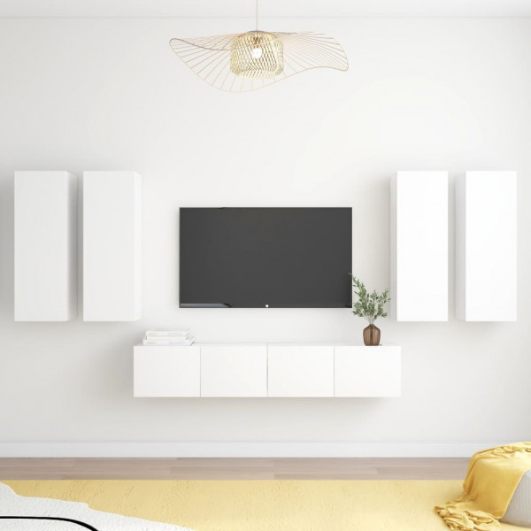Conjunto de móveis para TV de 6 peças branco aglomerado D