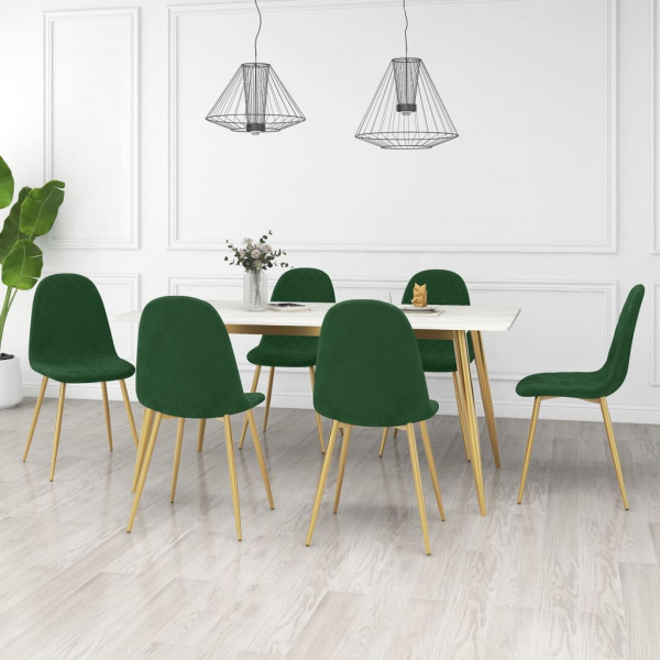 Sillas de comedor 6 unidades terciopelo verde oscuro D