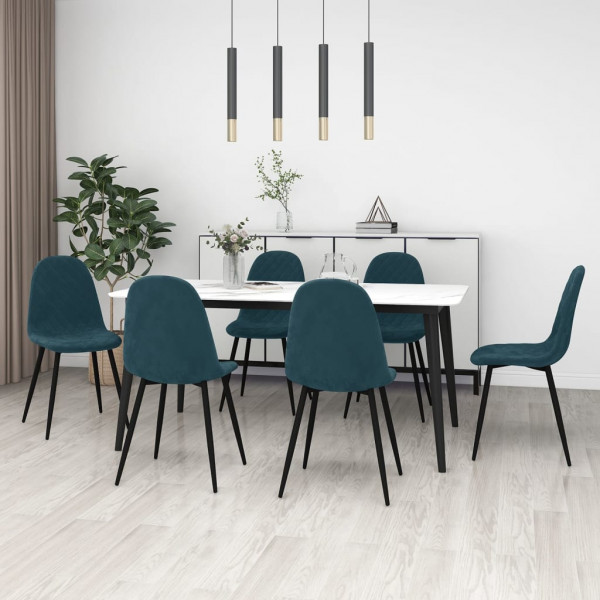 Sillas de comedor 6 unidades terciopelo azul D