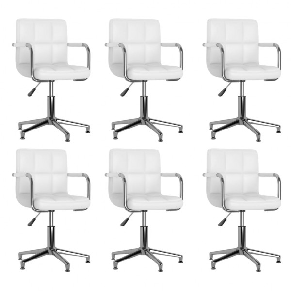 Cadeiras de jantar giratórias 6 unidades de couro sintético branco D