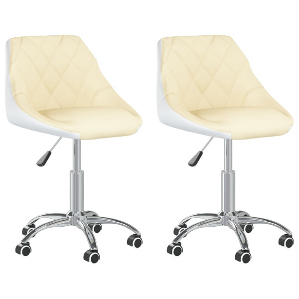 Sillas de comedor giratorias 2 uds cuero sintético crema blanco Sillas de comedor giratorias 2 uds cuero sintético crema blanco D