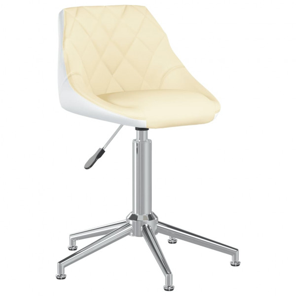 Silla de oficina giratoria de cuero sintético crema y blanco Silla de oficina giratoria de cuero sintético crema y blanco D