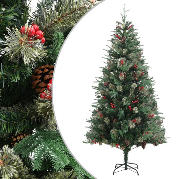 Árbol de Navidad y piñas verde PVC y PE 225 cm D
