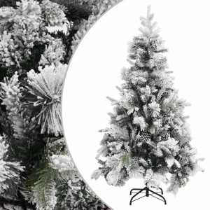 Árbol de Navidad con nieve flocada y piñas PVC y PE 195 cm D