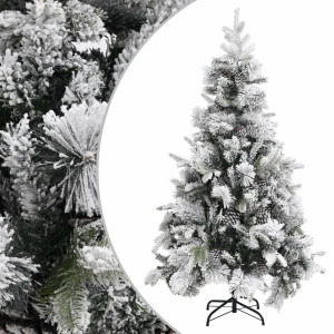 Árvore de natal com neve flocada e pinhas PVC e PE 195 cm D