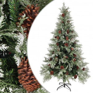 Árbol de Navidad con piñas verde y blanco PVC y PE 195 cm D