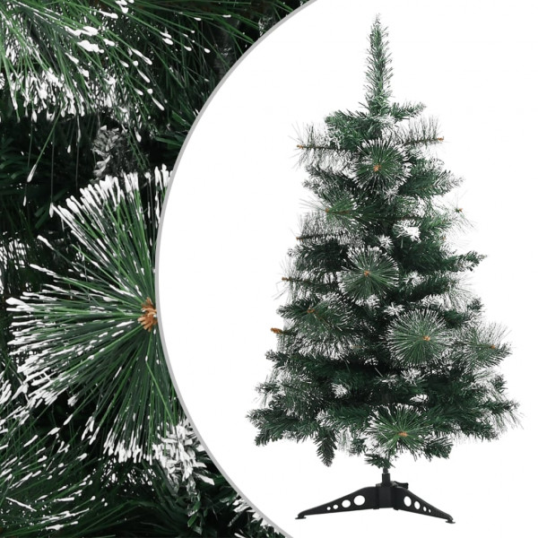 Árbol Navidad artificial con soporte PVC verde y blanco 60 cm D