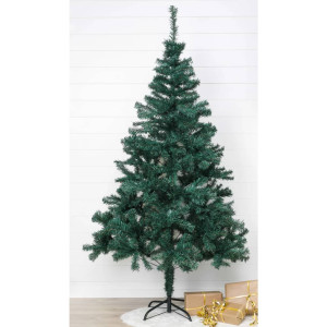 HI Árvore de Natal com suporte de metal verde 180 cm D