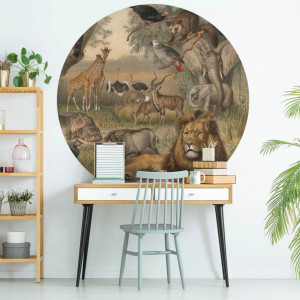 WallArt Círculo de papel pintado Animals of Africa 142.5 cm D