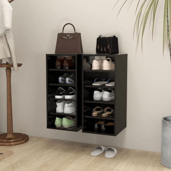 Mobiliário para calçados 2 x madeira penteada preta 31,5 x 35 x 70 cm D