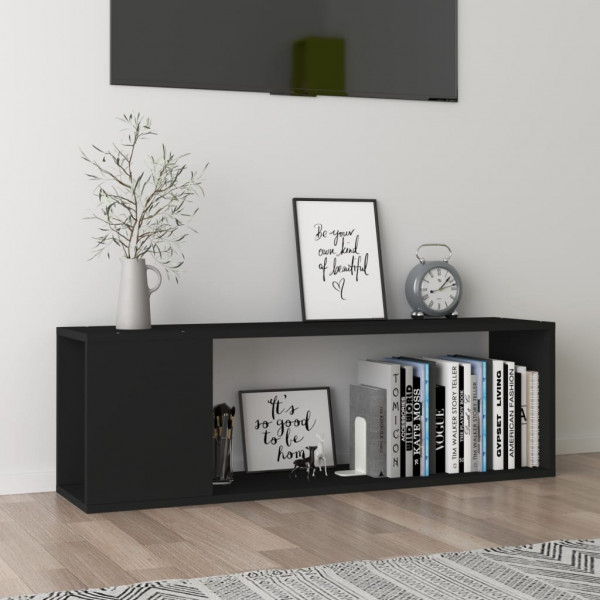 Mueble para TV madera contrachapada negro 100x24x32 cm D
