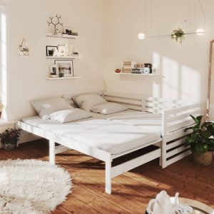 Sofá cama removível madeira maciça de pinho branco 2x(90x200) cm D