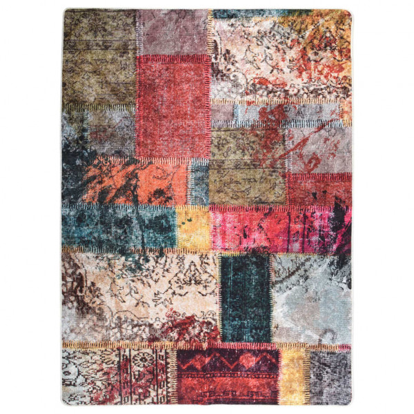Tapete lavável patchwork antiderrapante multicolor 120x180 cm D