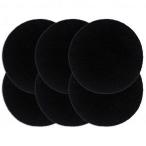 Mantel individual 6 unidades liso redondo algodón negro 38 cm D