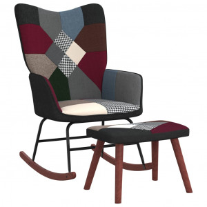 Rocker com banco de tecido patchwork D