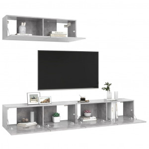 Set de muebles de salón 3 pzas madera ingeniería gris hormigón D