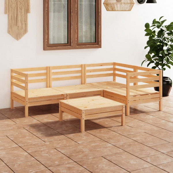 Juego de muebles de jardín 5 piezas madera maciza pino D