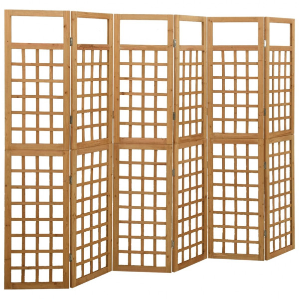 Biombo/Enrejado de 6 paneles madera de abeto 242.5x180 cm D