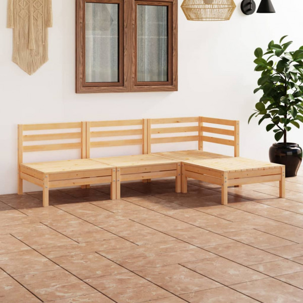 Conjunto de móveis de jardim 4 peças madeira maciça pinheiro D