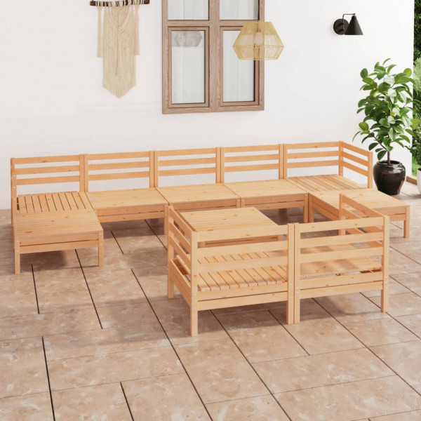 Furniture de jardim 10 peças madeira maciça de pinho D