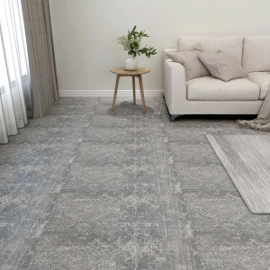 Tarimas de suelo autoadhesiva 20 uds PVC 1.86 m² gris cemento D