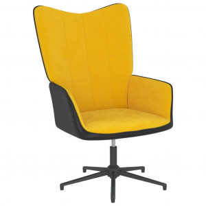 Sillón de relajación terciopelo amarillo mostaza y PVC D