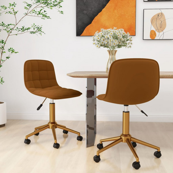 Sillas de comedor giratorias 2 unidades terciopelo marrón Sillas de comedor giratorias 2 unidades terciopelo marrón D