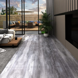 Lamas para suelo PVC autoadhesivas 5.21 m² 2mm gris madera mate D