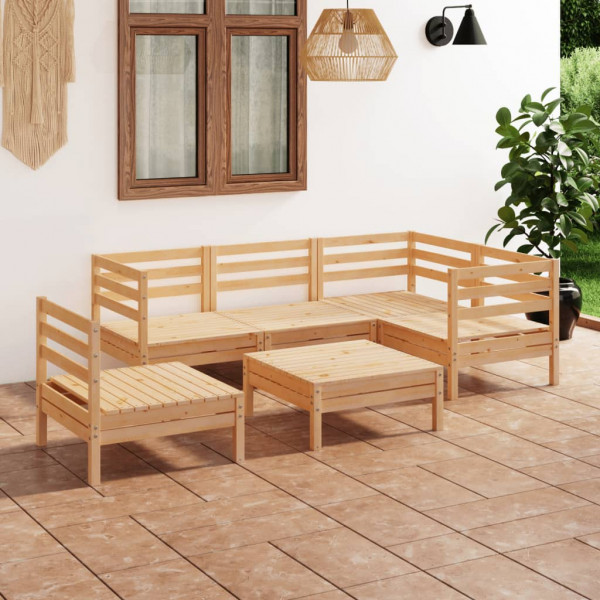 Conjunto de móveis de jardim 6 peças madeira maciça de pinheiro D