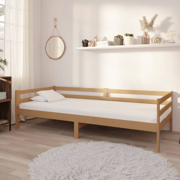 Sofá cama e colchão madeira de pinho maciço marrom mel 90x200 cm D