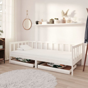 Sofá cama con cajones madera de pino maciza blanco 90x200 cm D