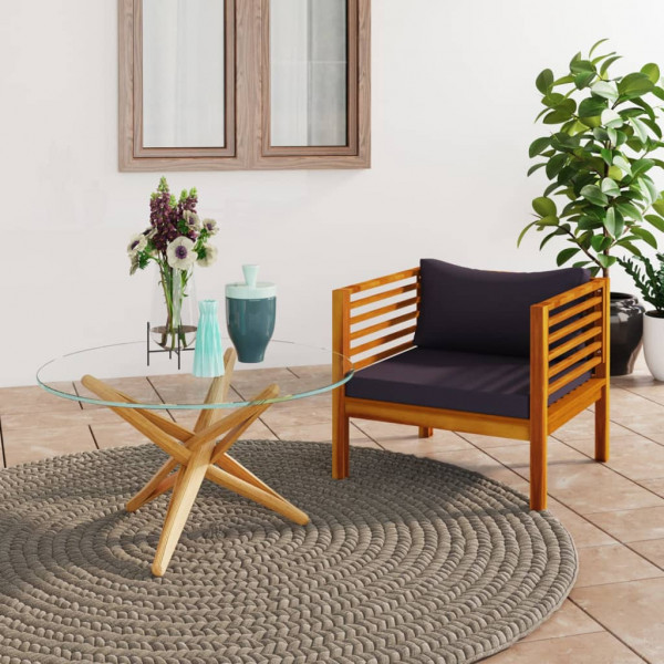Cadeira de jardim com almofadas cinza escuro madeira maciça acacia D