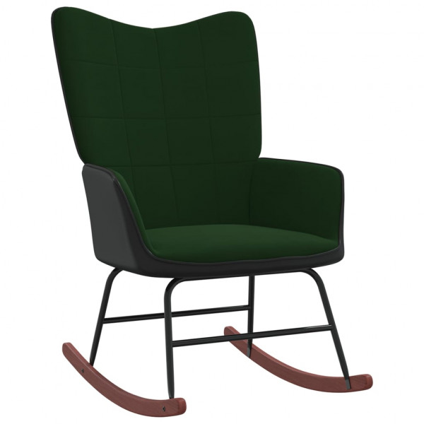 Cadeira de balanço de veludo verde escuro e PVC D