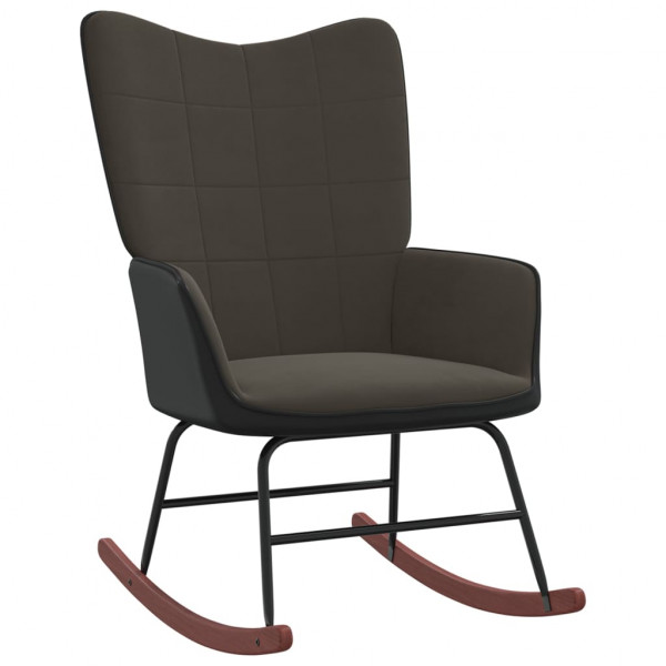 Cadeira de balanço em veludo cinza escuro e PVC D
