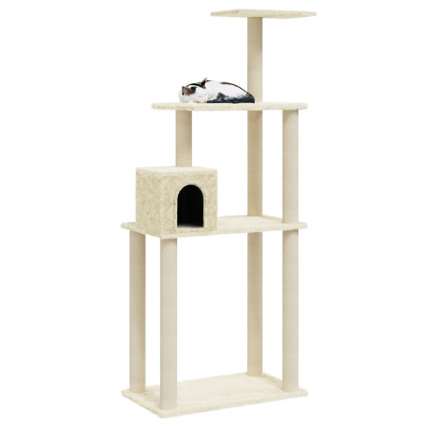 Árvore para gatos c/ postes arranhadores sisal 147 cm cor creme M 3
