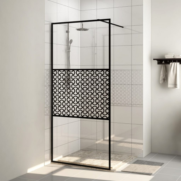 Mampara ducha accesible vidrio ESG transparente negro 115x195cm D