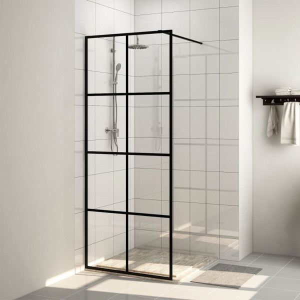 Mampara de ducha accesible vidrio ESG claro negro 80x195 cm D