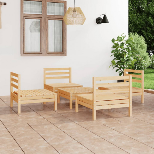 Juego de muebles de jardín 5 piezas madera maciza de pino Juego de muebles de jardín 5 piezas madera maciza de pino D