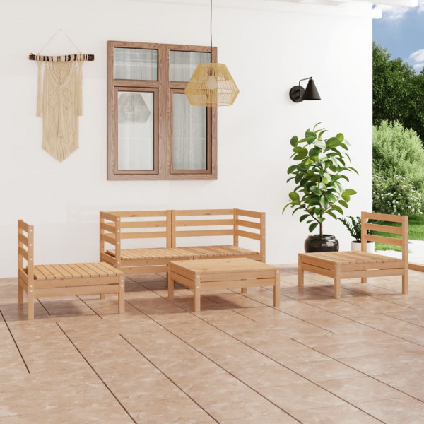 Juego de muebles de jardín 5 piezas madera maciza de pino Juego de muebles de jardín 5 piezas madera maciza de pino D