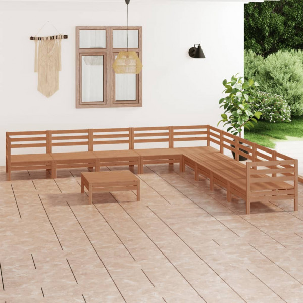 Jogo móveis de jardim 10 pzas madeira maciça pinheiro marrom mel D