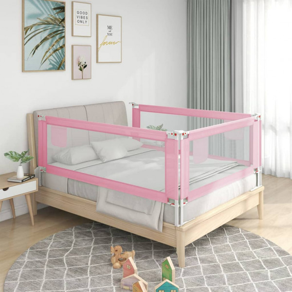 Barandilla de seguridad cama de niño tela rosa 90x25 cm D