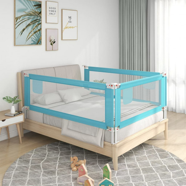 Barandilla de seguridad cama de niño azul tela 180x25 cm D