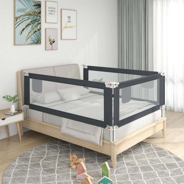 Barandilla de seguridad cama de niño tela gris oscuro 90x25 cm D