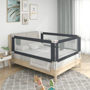 Barandilla de seguridad cama de niño gris oscuro tela 200x25 cm D