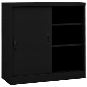 Armario de oficina con puerta corredera acero negro 90x40x90cm D