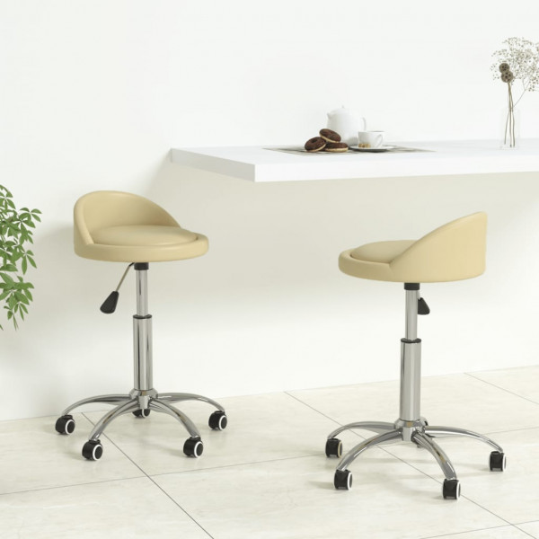 Sillas de comedor giratorias 2 unidades cuero sintético crema Sillas de comedor giratorias 2 unidades cuero sintético crema D