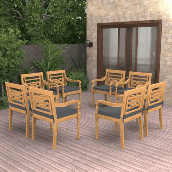 Cadeiras Batavia com almofadas 8 unidades madeira maciça de teca D
